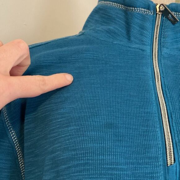 Tommy Bahama Blue Long Sleeve Quarter Zip Pullover Sweater Size Large - Picture 5 of 11